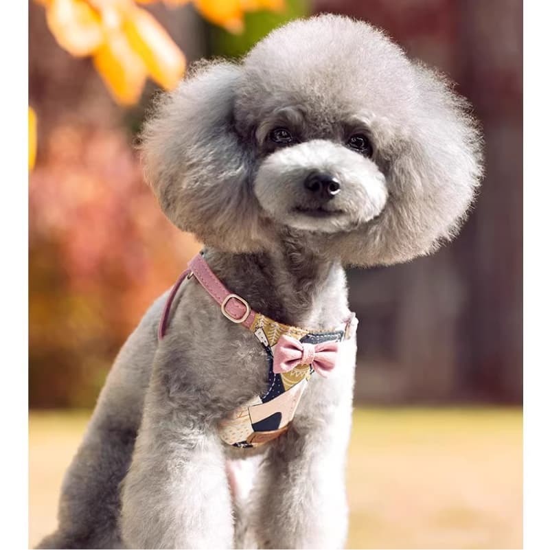 可愛いリボンと和風デザインが特徴的な胸当て式ハーネス！犬用リード 小型犬用ロープ 犬用ウォーキングロープ ベストスタイル コーギー ペット ハーネス