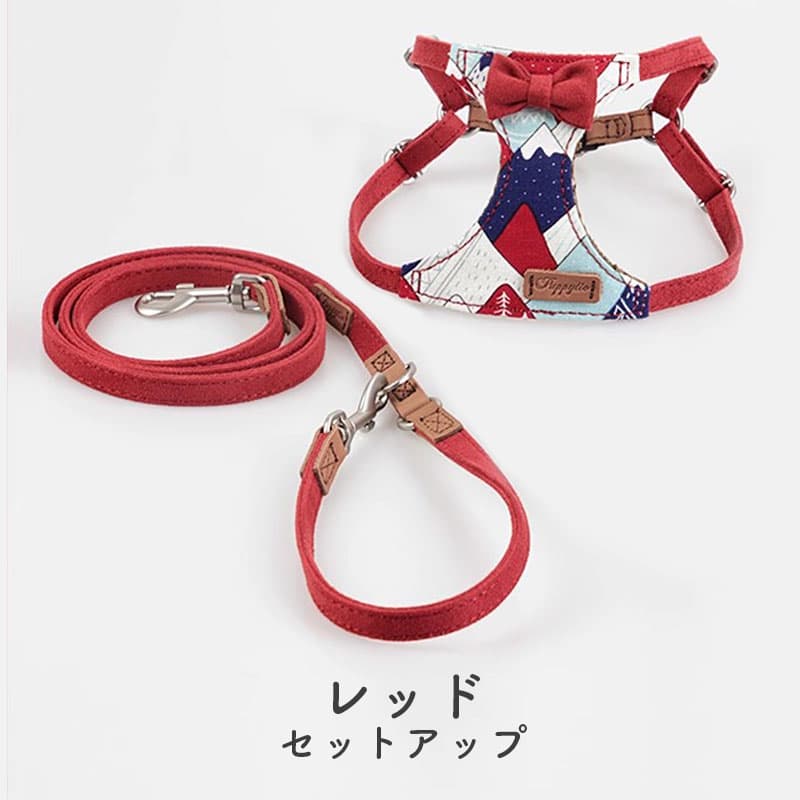 可愛いリボンと和風デザインが特徴的な胸当て式ハーネス！犬用リード 小型犬用ロープ 犬用ウォーキングロープ ベストスタイル コーギー ペット ハーネス