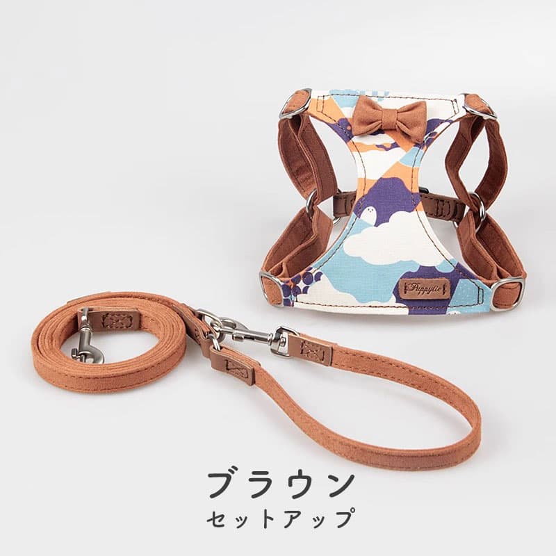 可愛いリボンと和風デザインが特徴的な胸当て式ハーネス！犬用リード 小型犬用ロープ 犬用ウォーキングロープ ベストスタイル コーギー ペット ハーネス