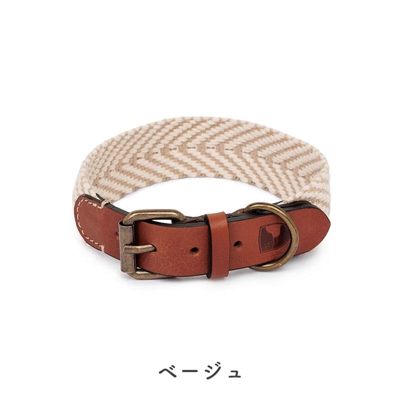 ペット用首輪 高級手編みハンドクラフト首輪！高級感あふれる本革とふんわりとした手編みの生地を組み合わせたペット用首輪です。