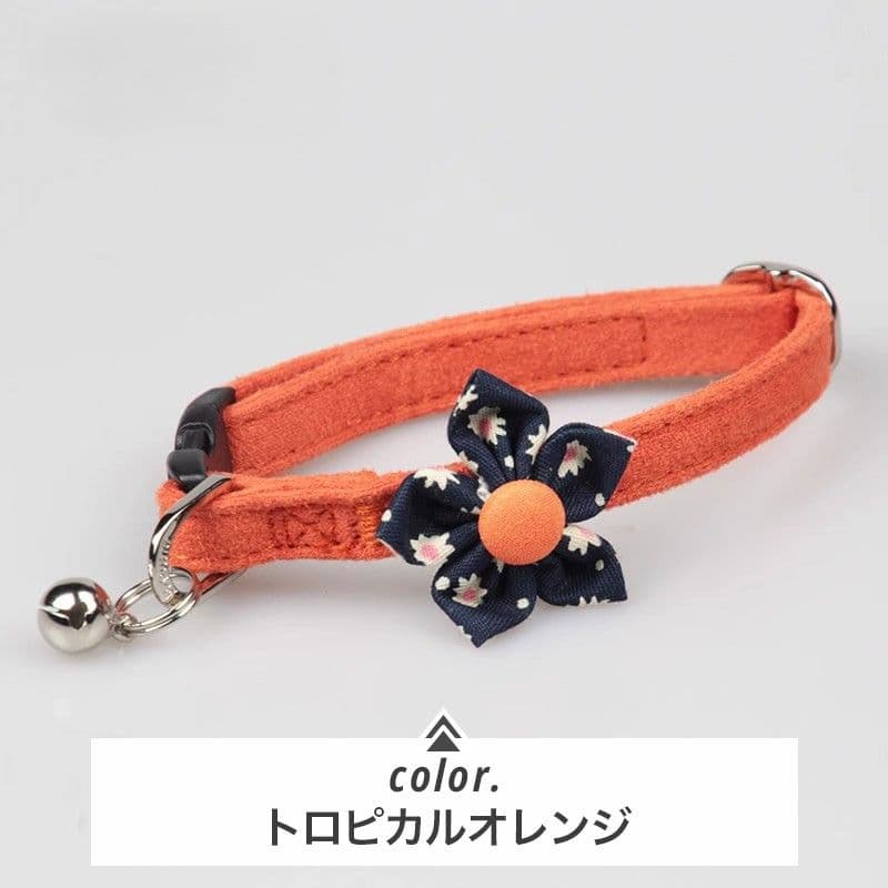 ペット用首輪 花飾り付き愛犬の首輪
