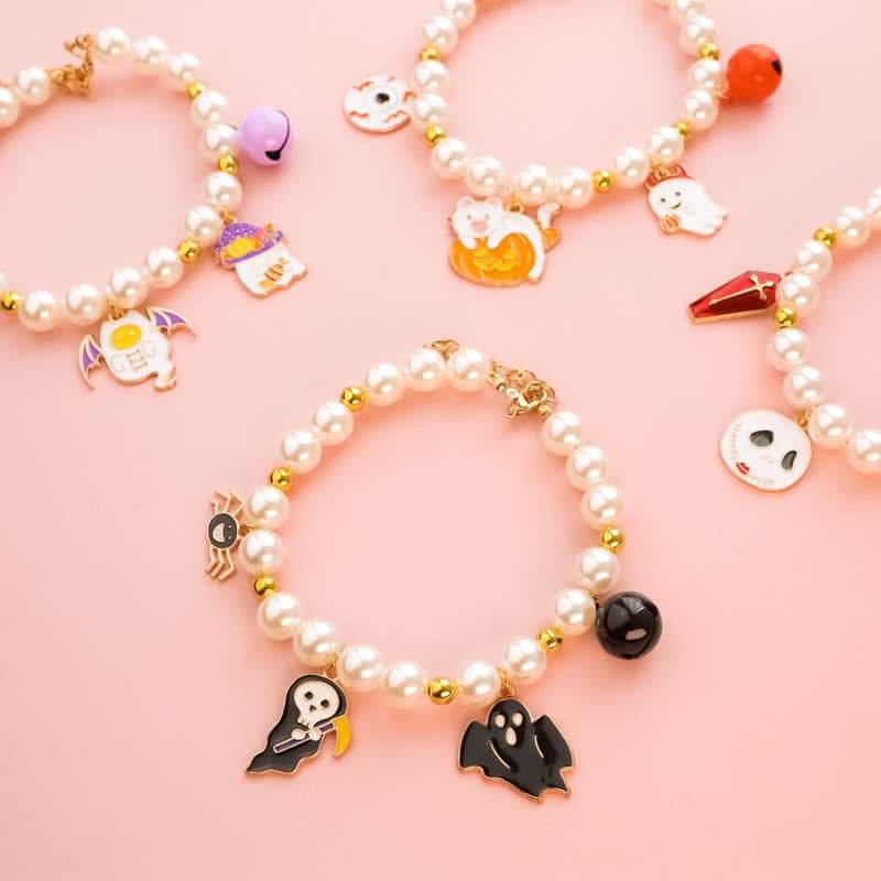 ペット用首輪 ハロウィンパールチャームブレス