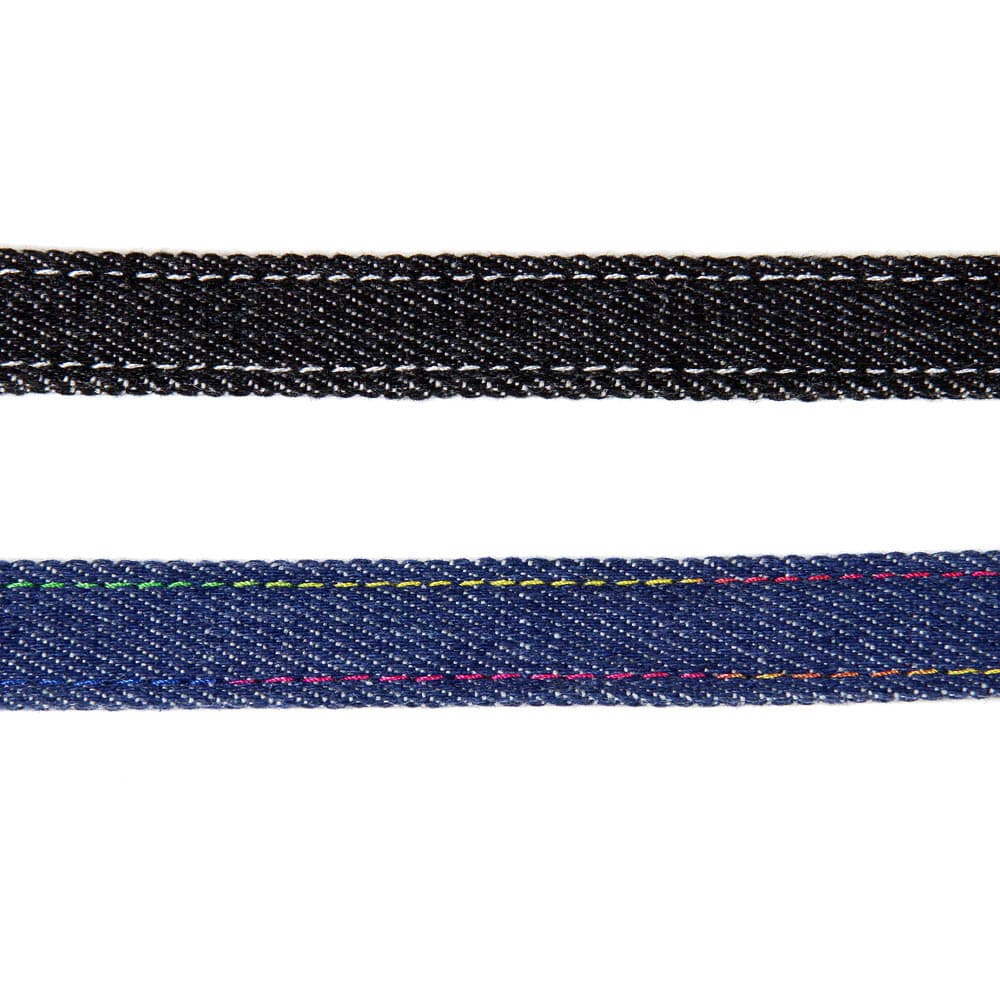 ペット用首輪 デニム風ラインストーン付き鈴チャーム首輪