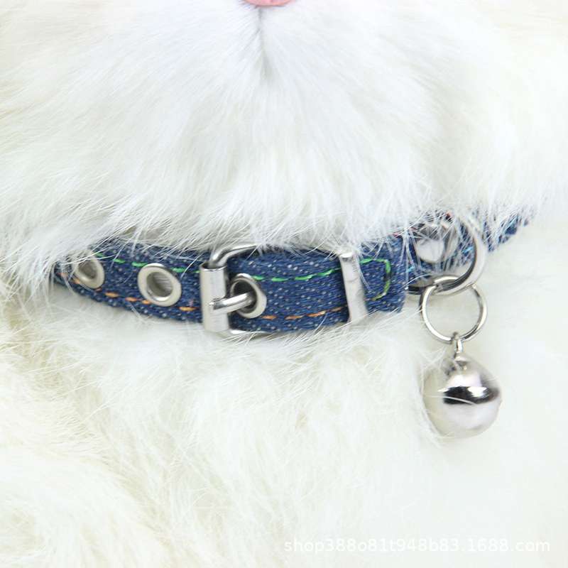 ペット用首輪  キラキラデニム風ペット首輪