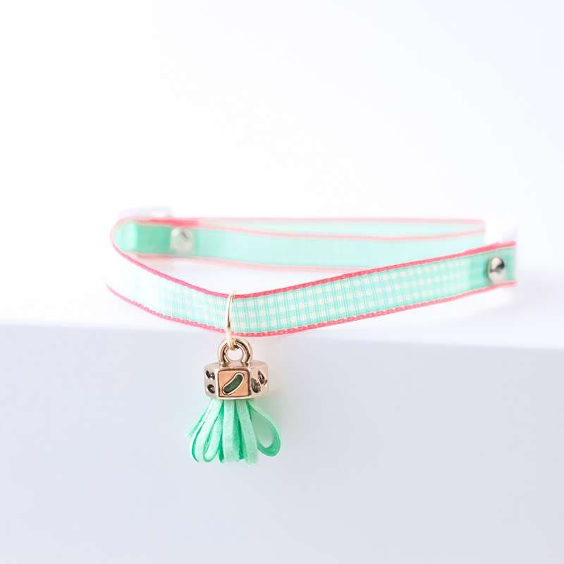 ペット用首輪 ふわふわタッセル付き首輪